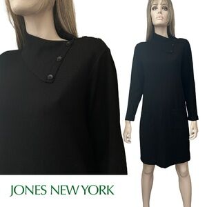 Jones New York Merino Blend Shift Dress Black S-M
